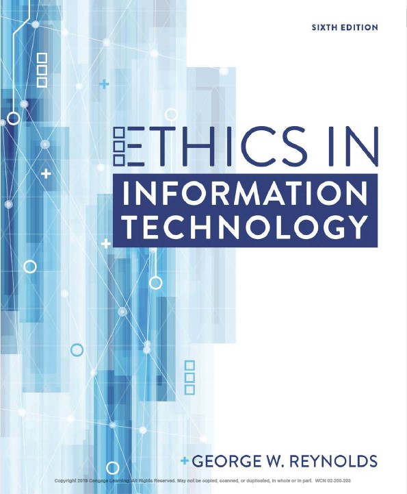 Book cover: Ethics in information technology