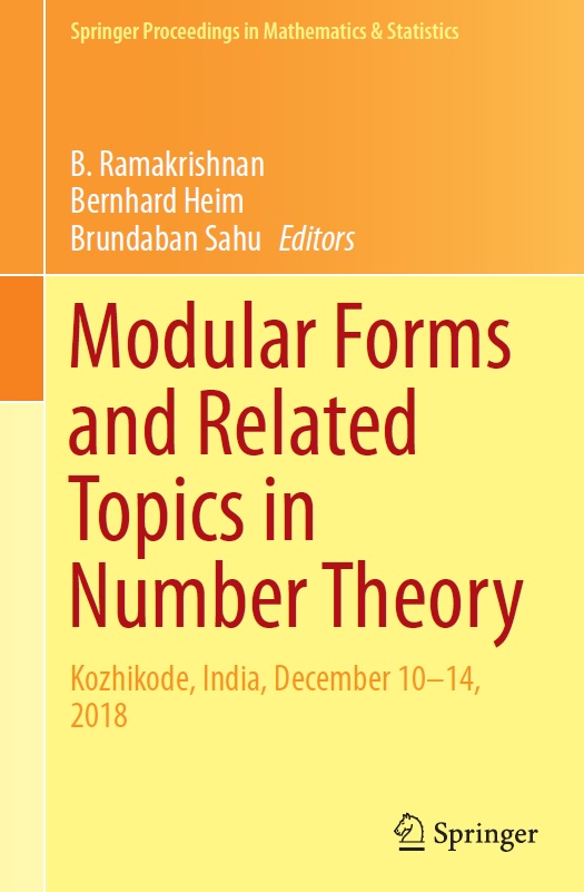 Book cover: Modular forms and related topics in number theory : Kozhikode, India, December 10-14, 2020.