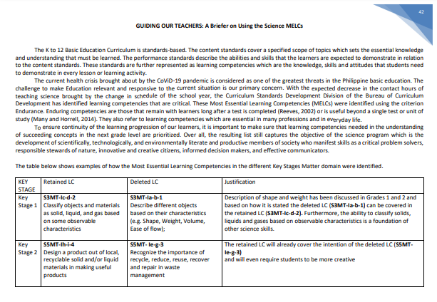 Book cover: Guiding our teachers: a briefer on using the science MELCs