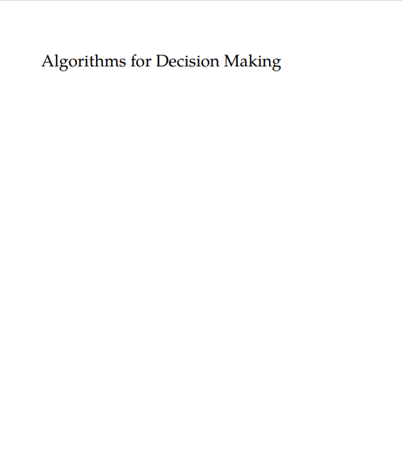 Book cover: Algorithms for decision making