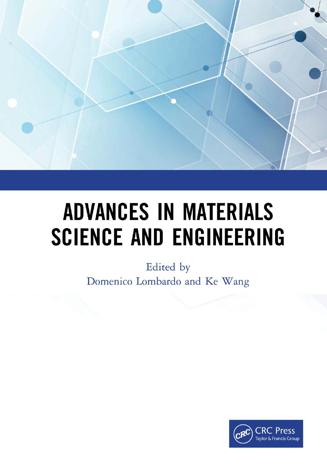 Book cover: Advances in materials Science and engineering.