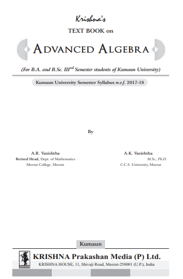 Book cover: Advanced algebra.
