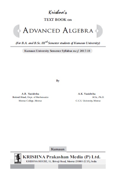 Book cover: Advance algebra.