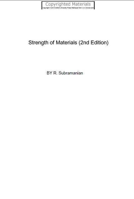 Book cover: Strength of materials