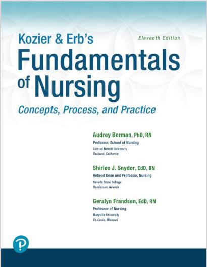 Book cover: Kozier & Erb's fundamentals of nursing: concepts, process, and practice.