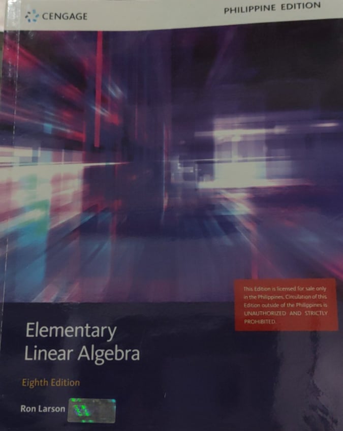 Book cover: Elementary linear algebra