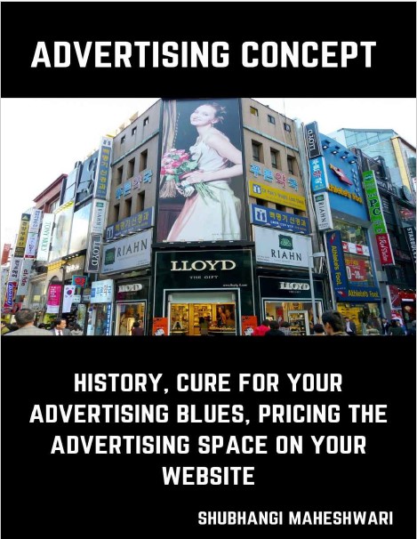 Book cover: Advertising concept: history, culture for your advertising blues, pricing the advertising space on your website.
