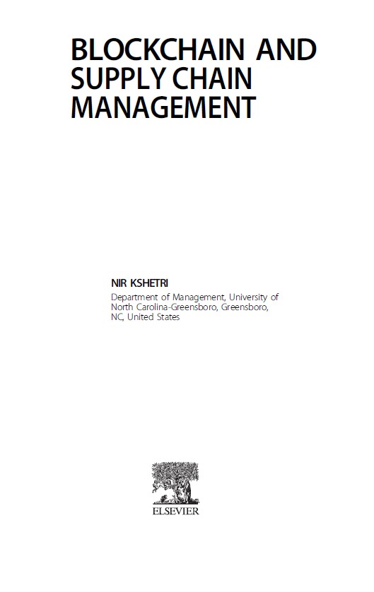 Book cover: Blockchain and supply chain management.