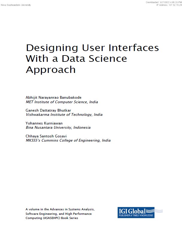 Book cover: Designing user interfaces with a data science approach.