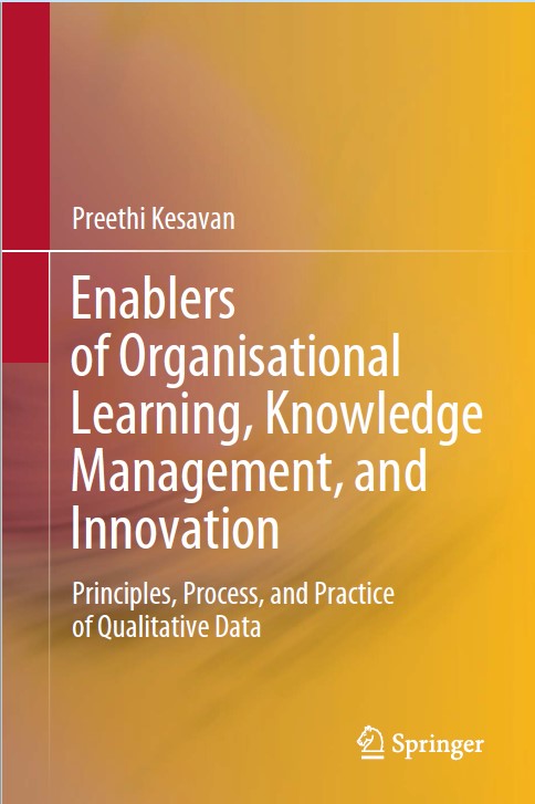 Book cover: Enablers of organizational learning, knowledge management, and innovation: principles, process ,and practice of qualitative data.