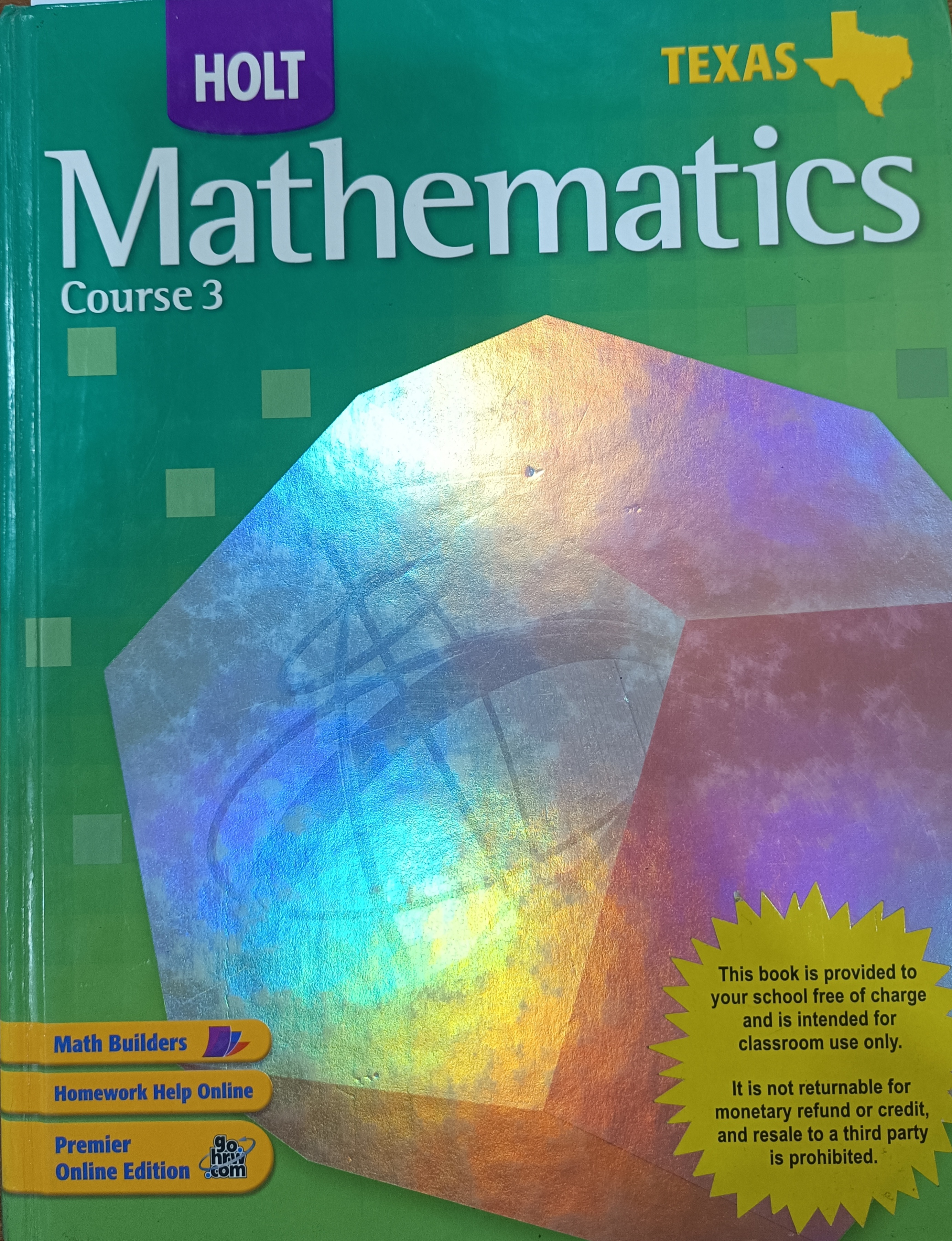Book cover: Mathematics : course 3