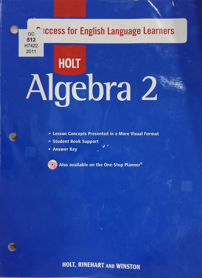 Book cover: Holt algebra 2: success for English language learners (with answers)