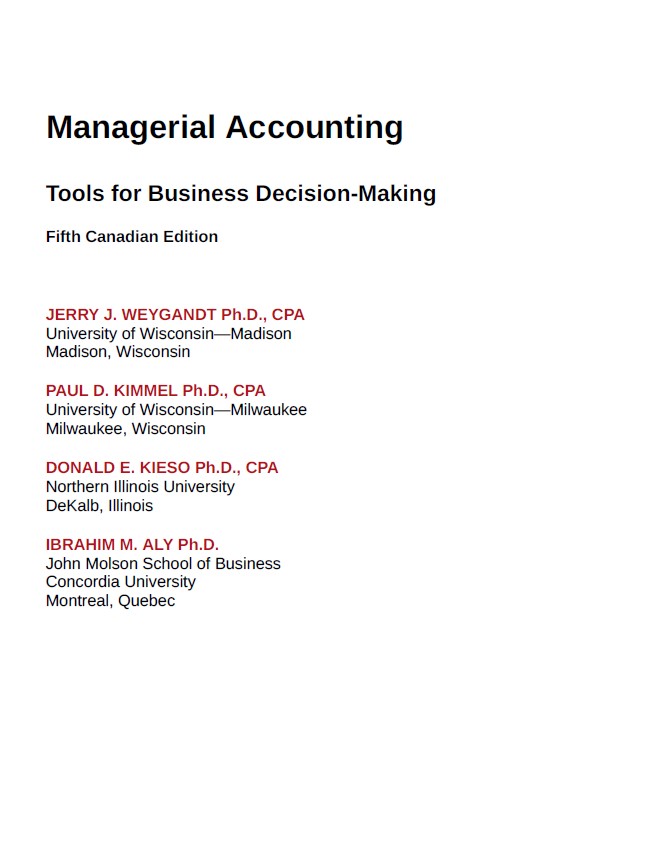 Book cover: Managerial accounting : tools for business decision making