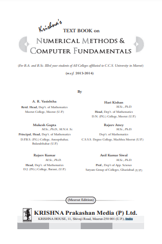 Book cover: Numerical methods and computer fundamentals.