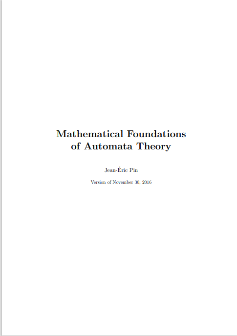 Book cover: Mathematical foundations of automata theory