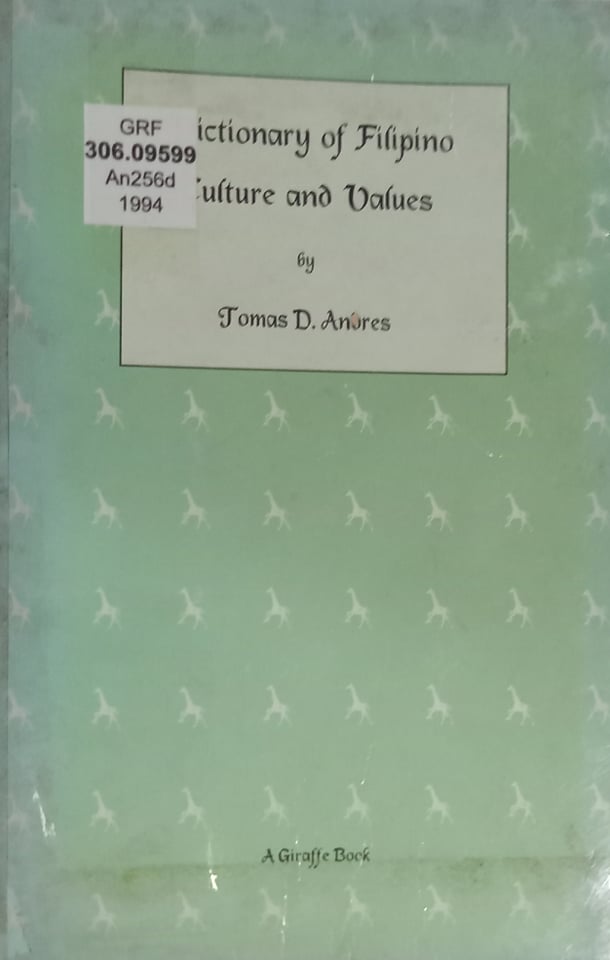 Book cover: Dictionary of Filipino culture and values