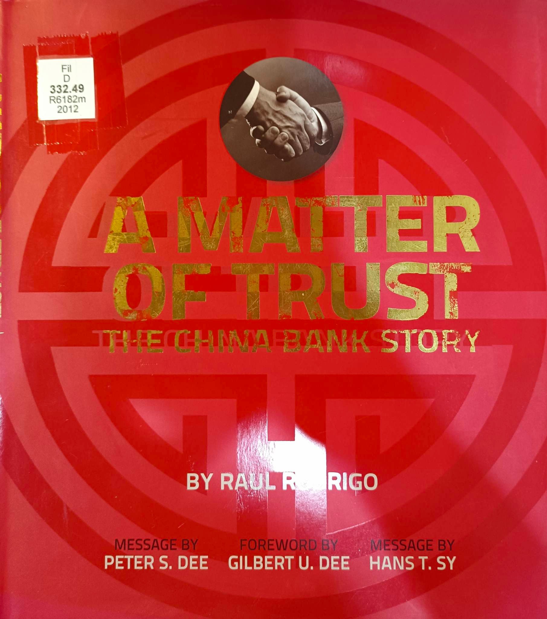 Book cover: A Matter of trust : the China Bank story