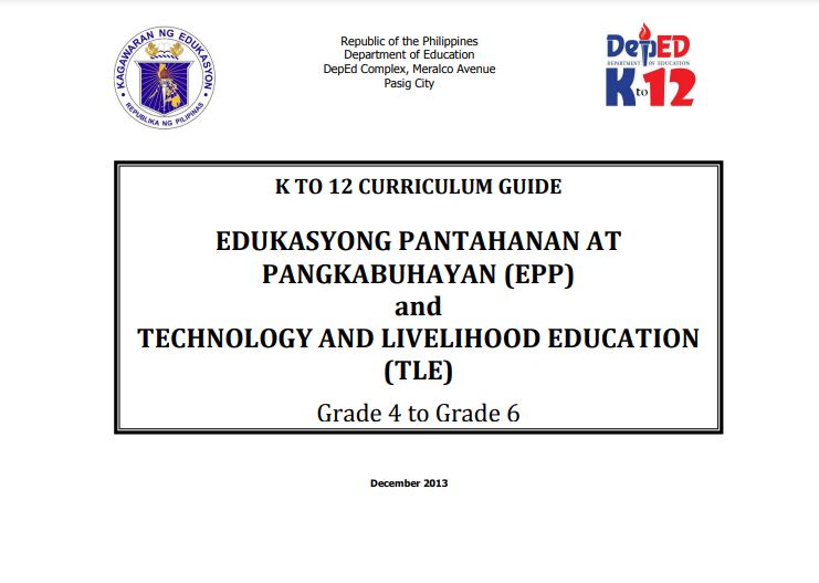 Book cover: Edukasyong pantahanan at pangkabuhayan (EPP) and technology and livelihood education (TLE): grade 4 to 6.