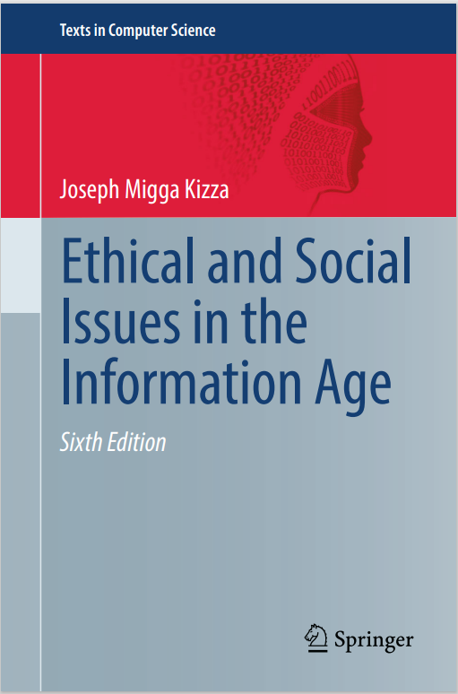 Book cover: Ethical and social issues in the information age.