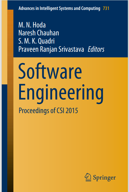 Book cover: Software engineering : proceedings of CSI 2015