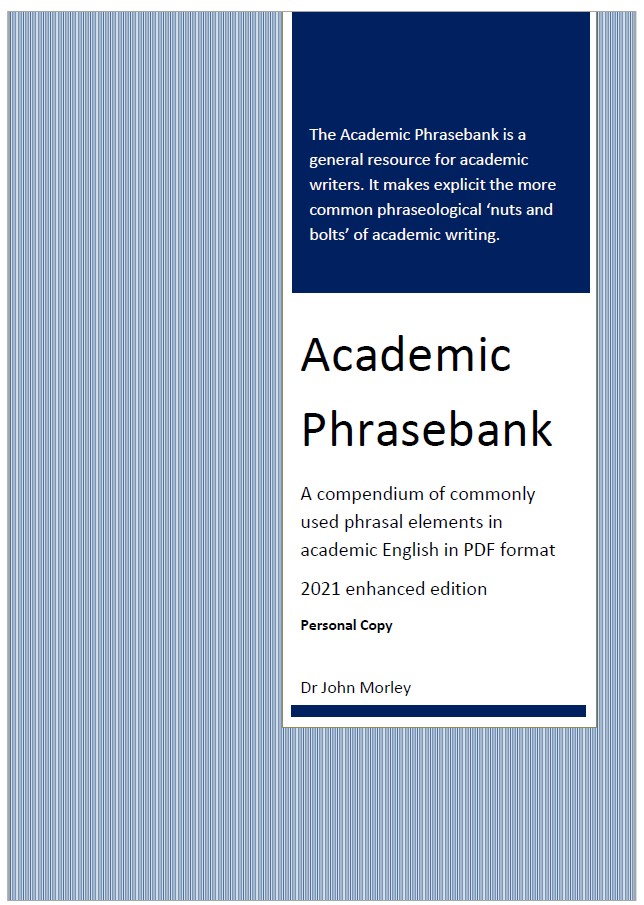 Book cover: Academic phrasebank : a compendium of commonly used phrasal elements in academic English in PDF format