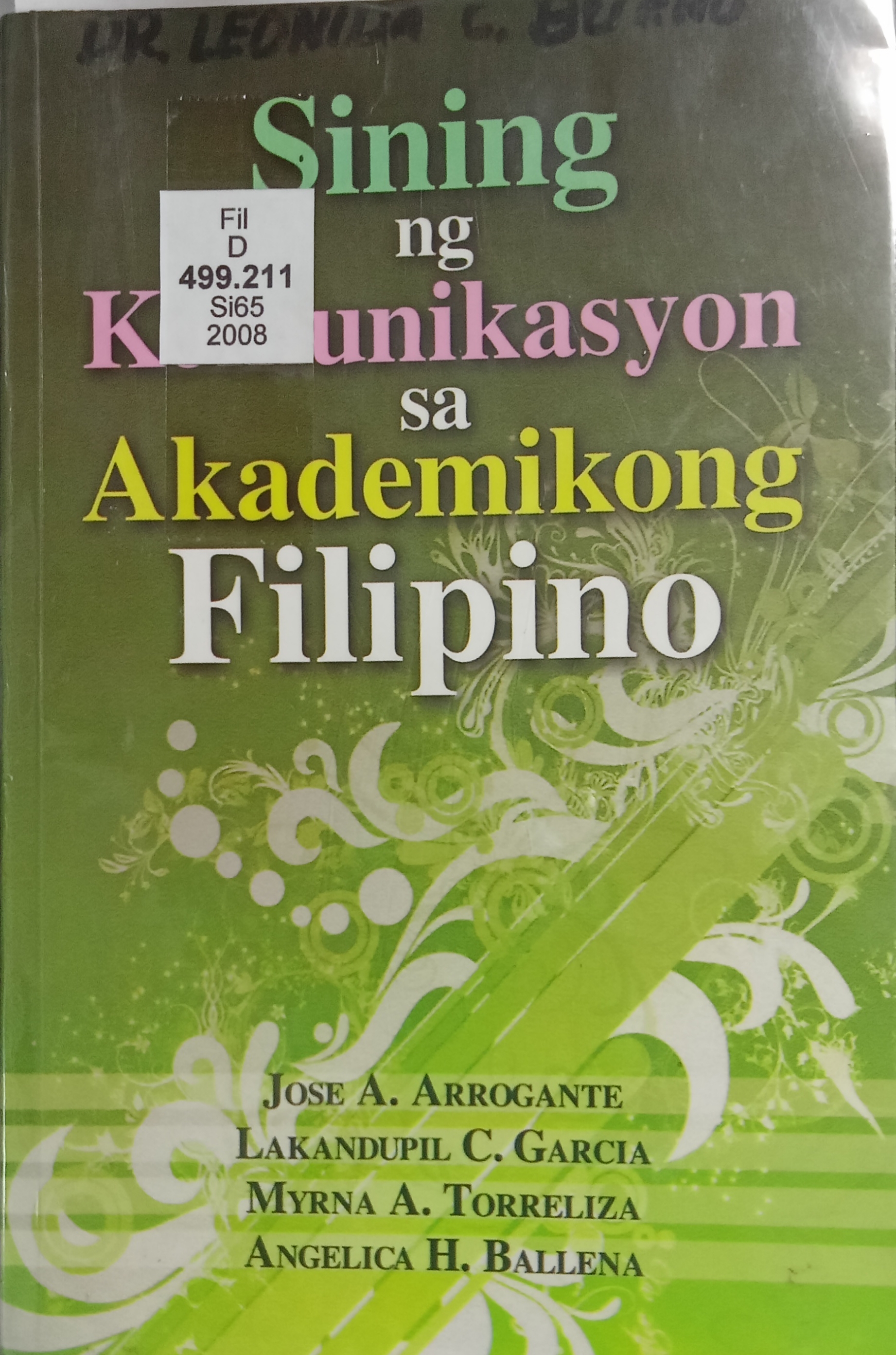 Book cover: Sining ng komunikasyon sa akademikong Filipino