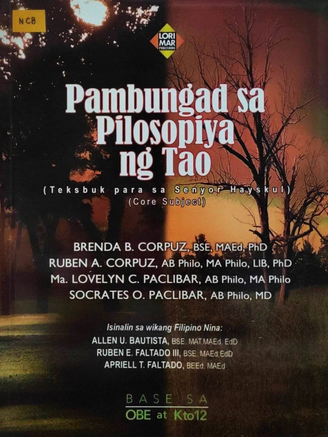 Book cover: Pambungad  sa pilosopiya ng tao: (teksbuk para sa senyor hayskul)