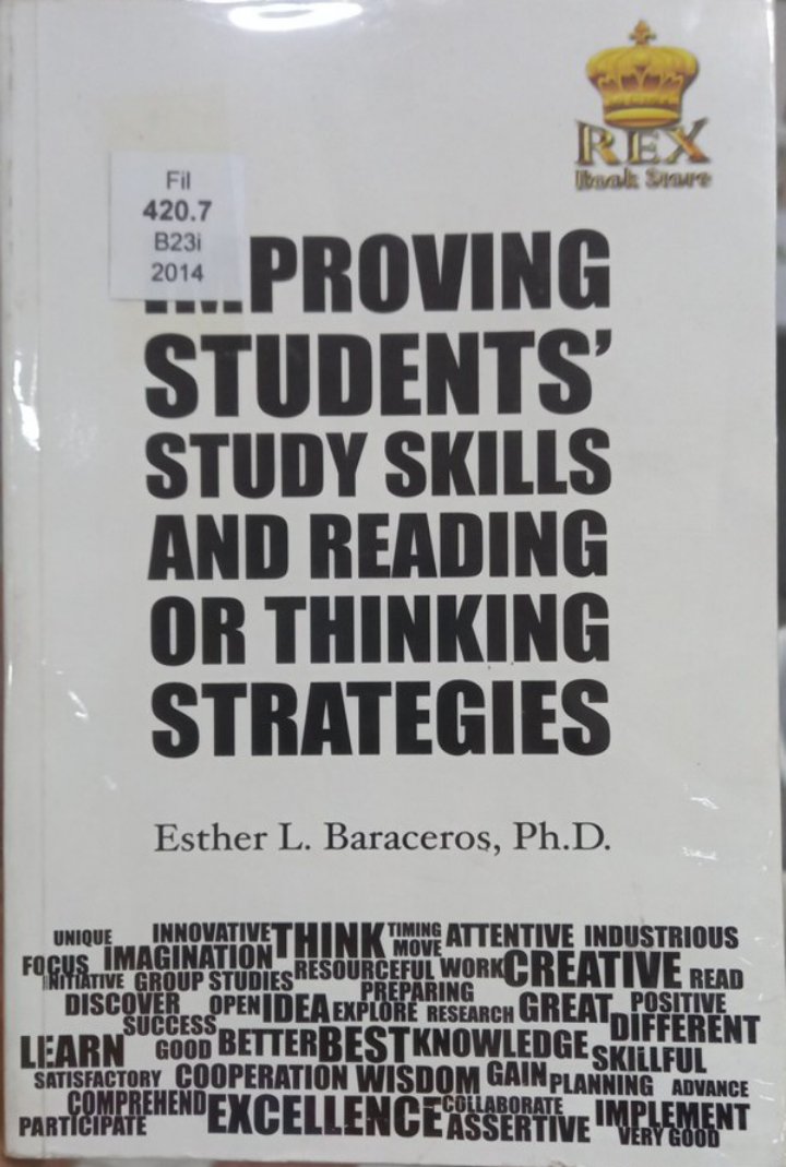 Book cover: Improving students' study skills and reading or thinking strategies