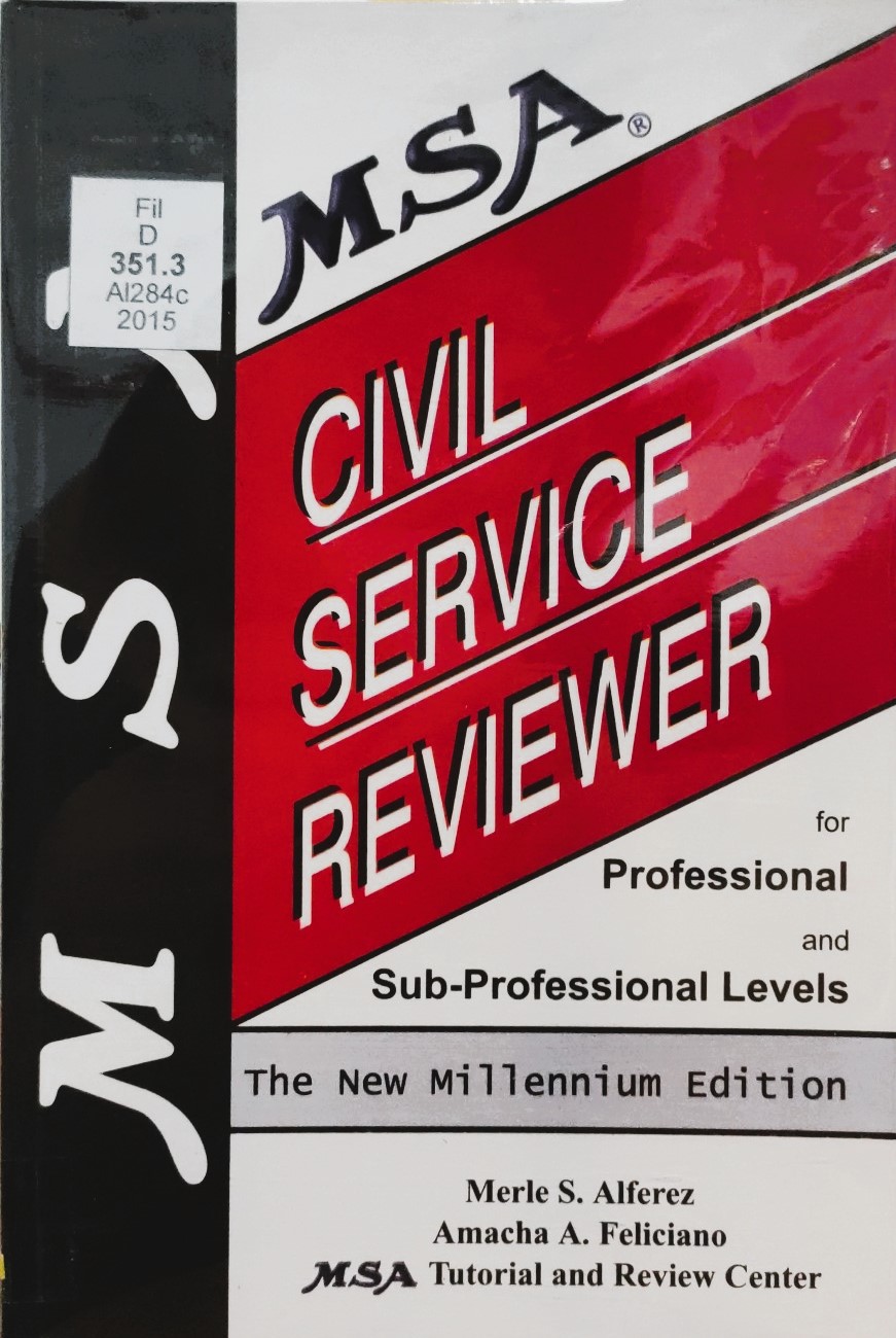 Book cover: MSA civil service reviewer: for professional and sub-professional level.