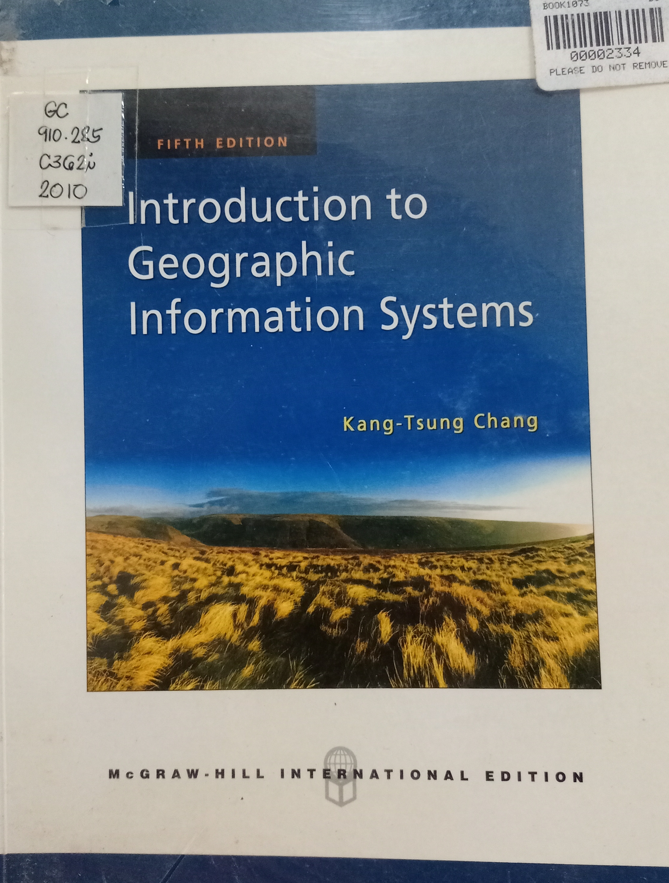 Book cover: Introduction to geographic informaion systems