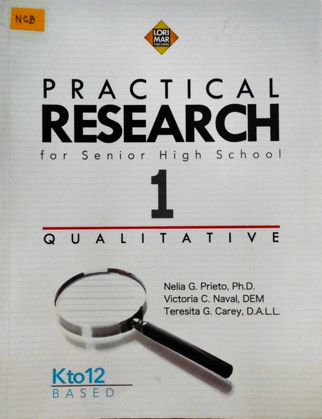 Book cover: Practical research 1: for senior high school, qualitative.