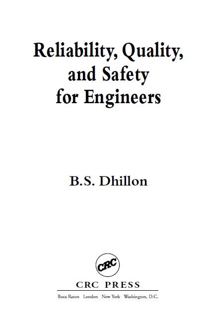 Book cover: Reliability, quality, and safety for engineers