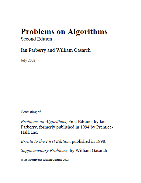 Book cover: Problems on algorithms
