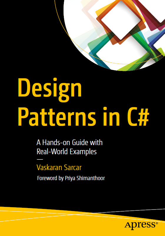 Book cover: Design patterns in C#: a hands-on guide with real-world examples