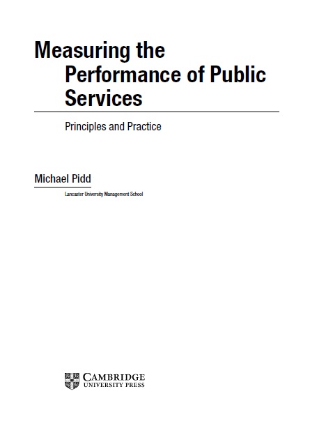Book cover: Measuring the performance of public services : principles and practice