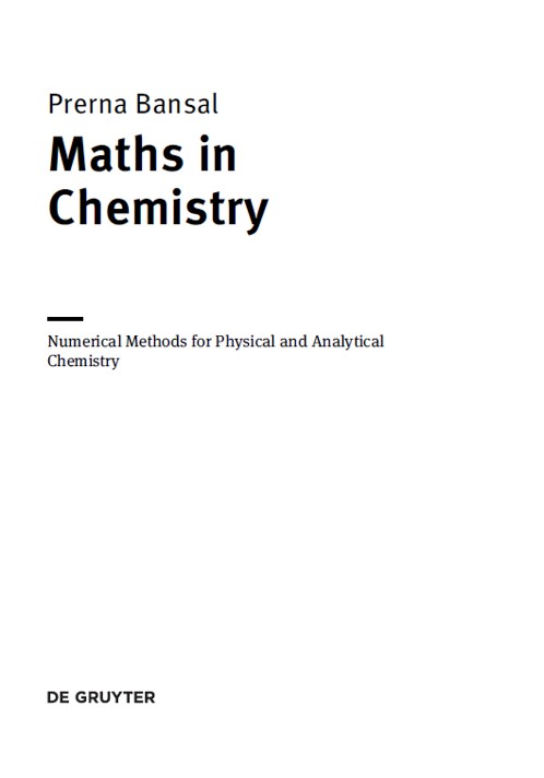 Book cover: Maths in chemistry : numerical methods for physical and analytical chemistry