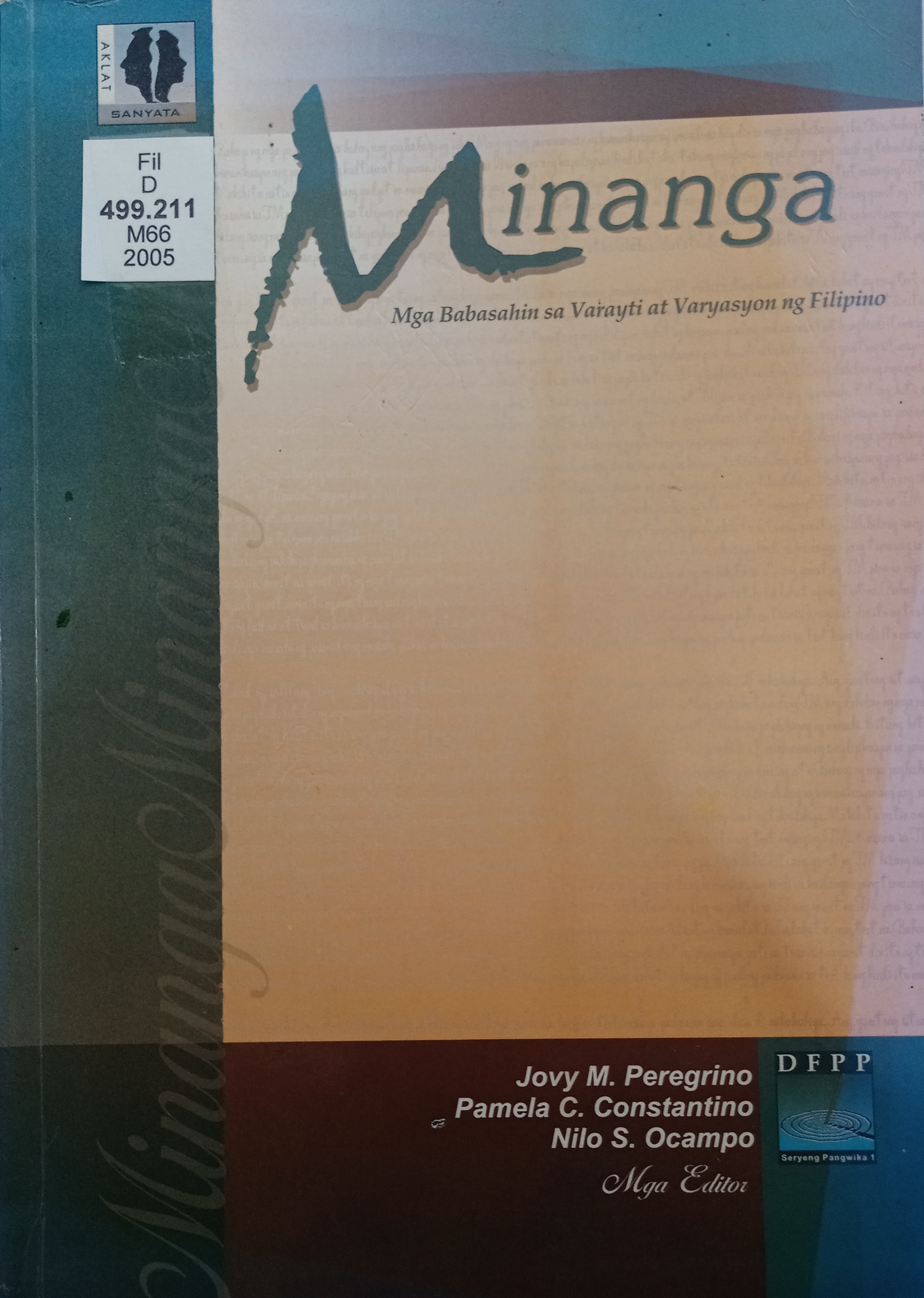 Book cover: Minanga : mga babasahin sa varayti at varyasyon ng filipino