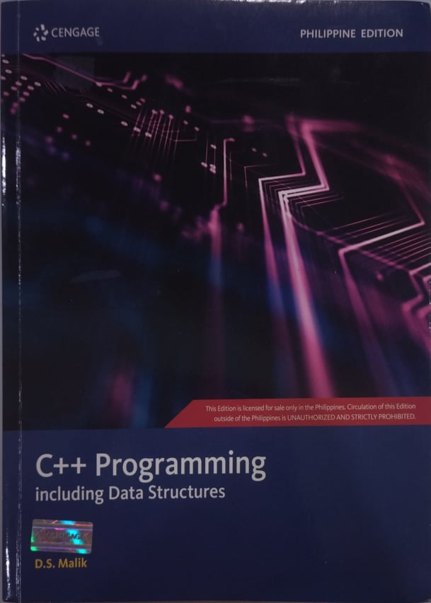Book cover: C++ programming including data structures