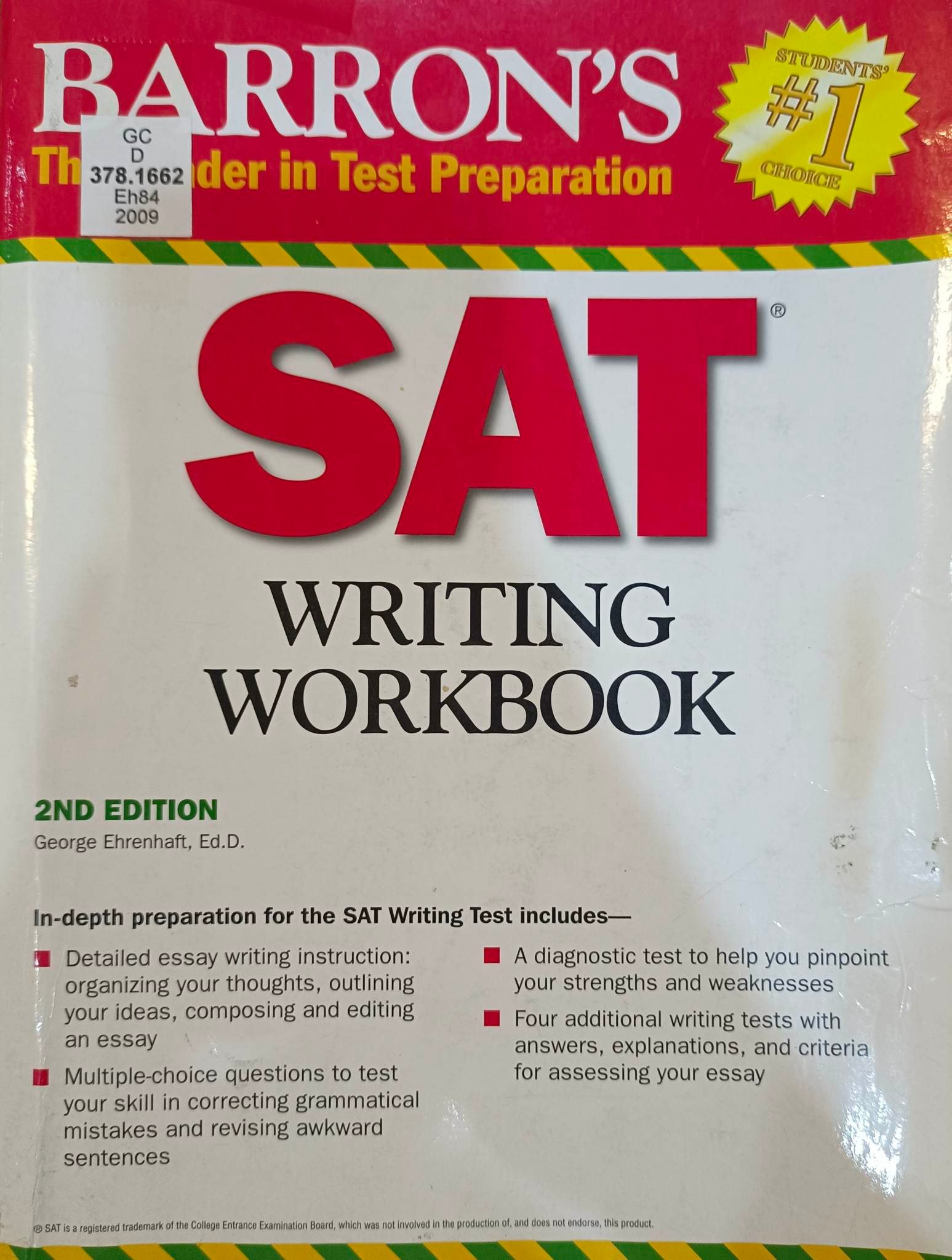 Book cover: Barron's SAT writing workbook