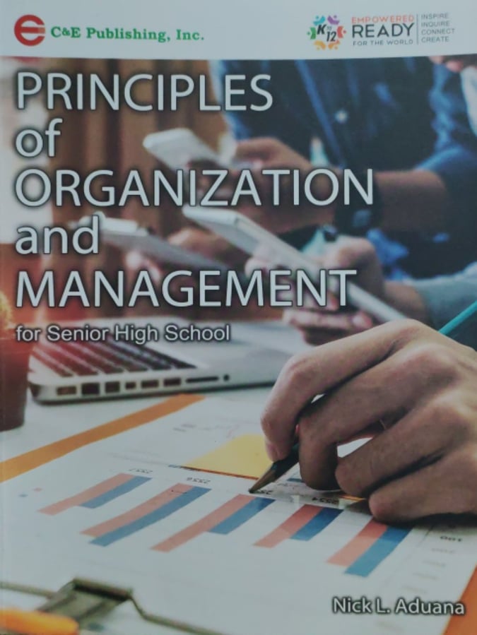 Book cover: Principles of organization and management for senior high school.