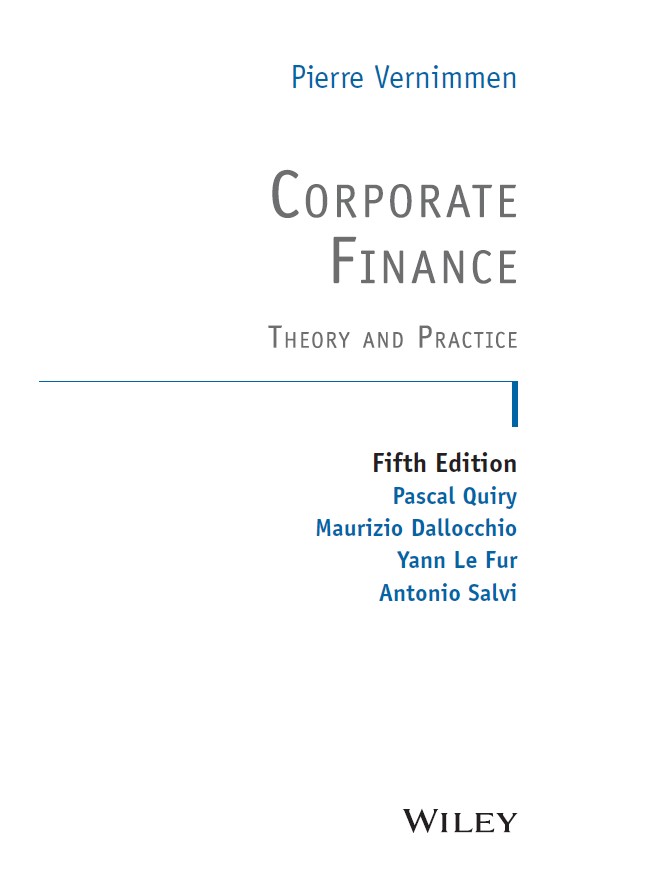 Book cover: Corporate finance : theory and practice.