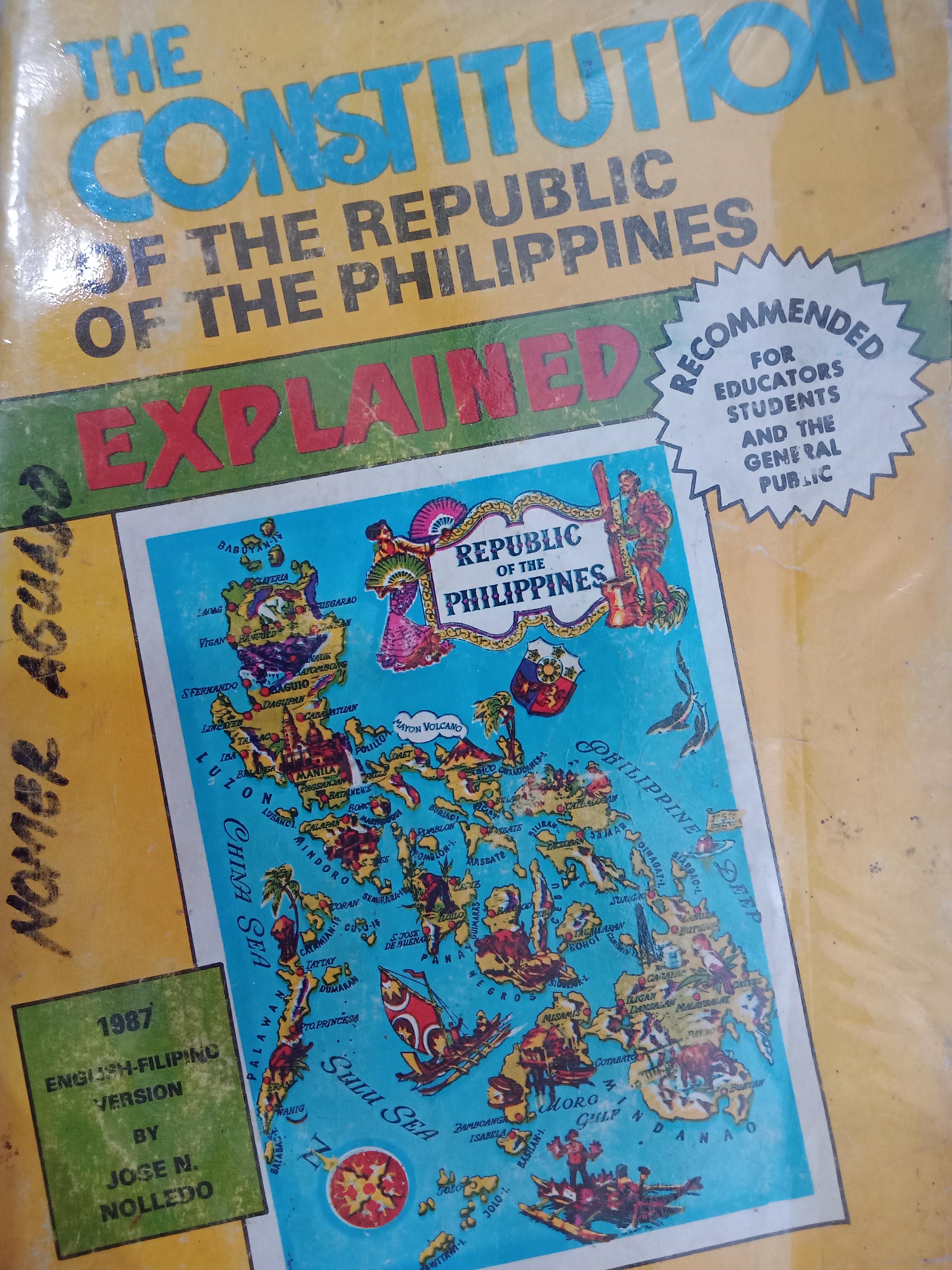 Book cover: The Constitution of the republic of the Philippines explained