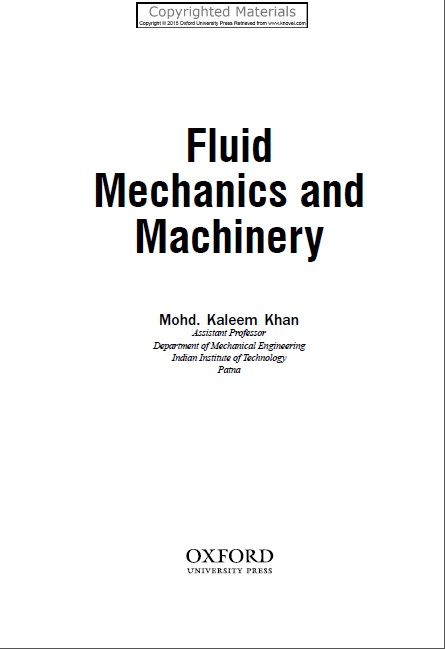 Book cover: Fluid mechanics and machinery