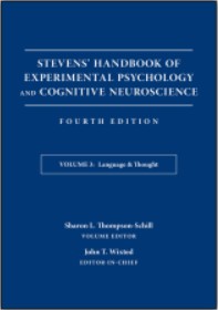 Book cover: Stevens' handbook of experimental psychology and cognitive neuroscience : volume 3, language & thought