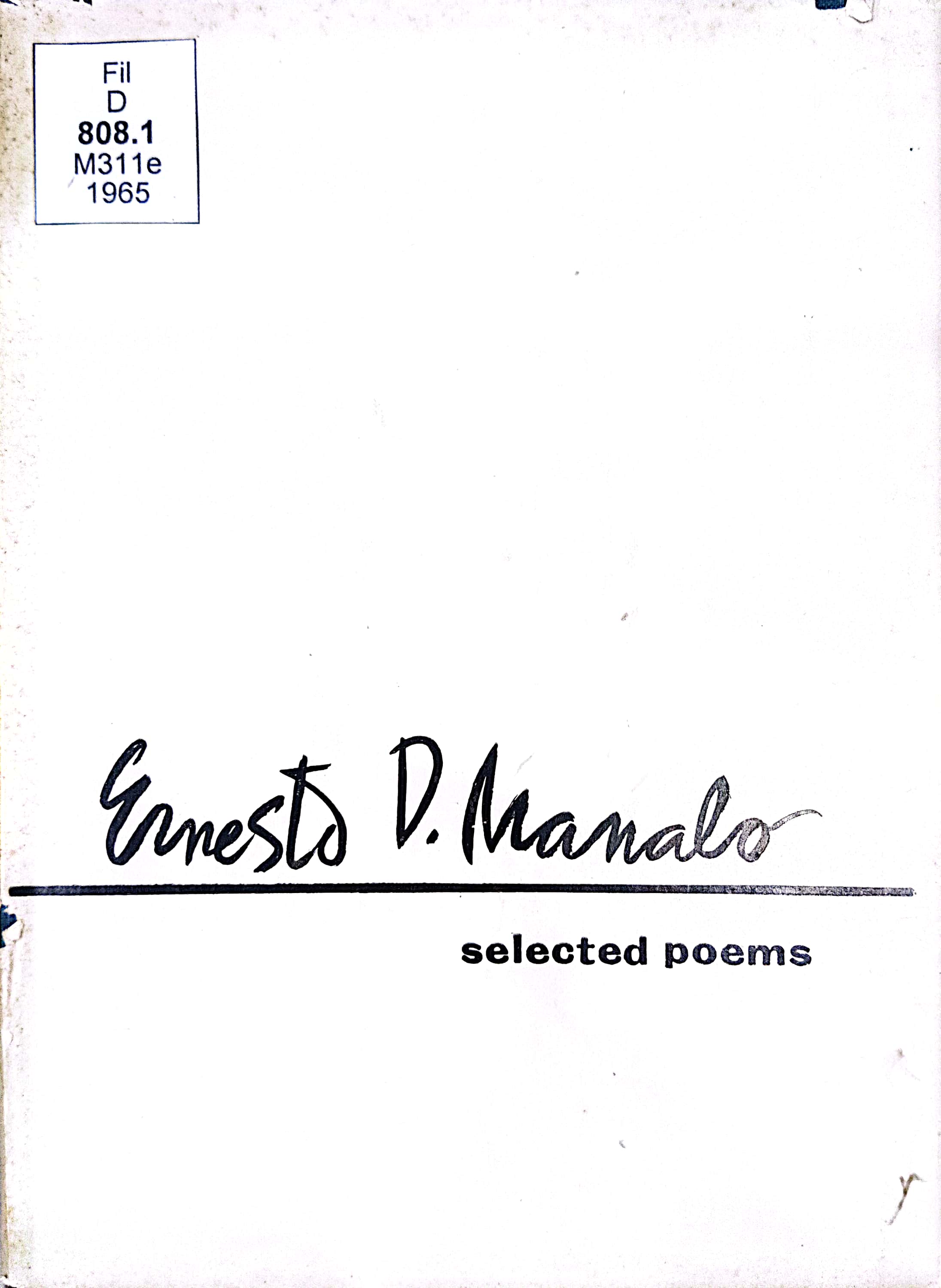 Book cover: Ernesto D. Manalo : selected poems