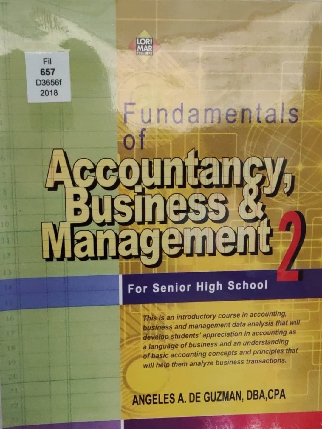 Book cover: Fundamentals of accountancy, business & management 2: for senior high school.