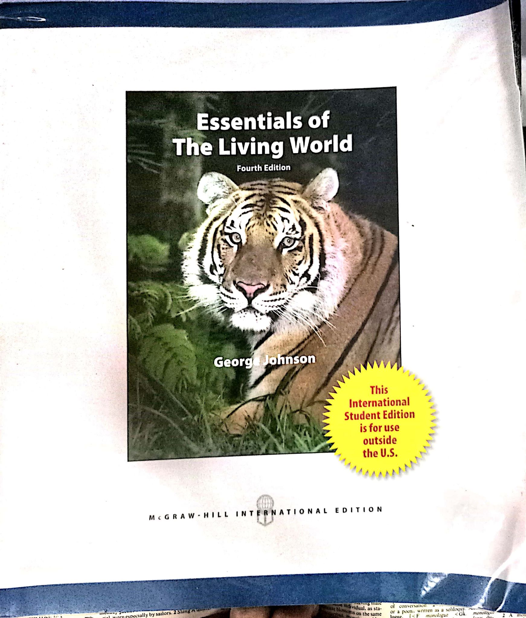 Book cover: Essentials of the living world