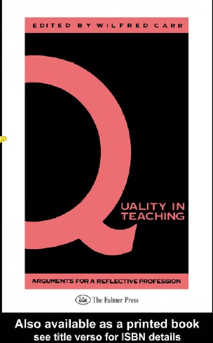 Book cover: Quality in teaching : arguments for a reflective profession