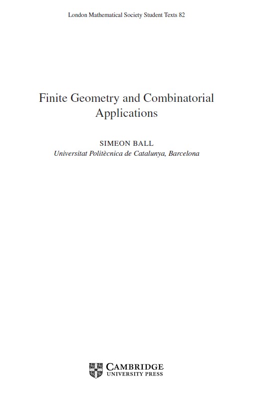 Book cover: Finite geometry and combinatorial applications.