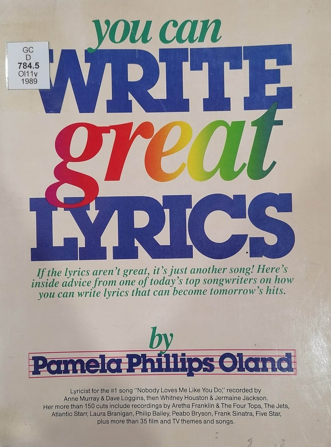 Book cover: You can write great lyrics